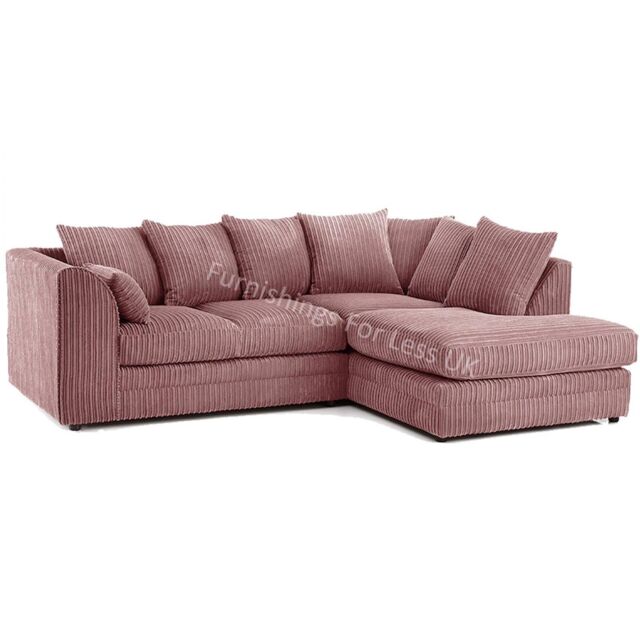 Furnishings For Less UK Luxor Jumbo Cord 4 Seater Corner sofa Right Hand Facing in Pink - image 1