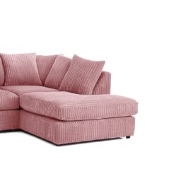 Furnishings For Less UK Luxor Jumbo Cord 4 Seater Corner sofa Right Hand Facing in Pink - thumbnail 3