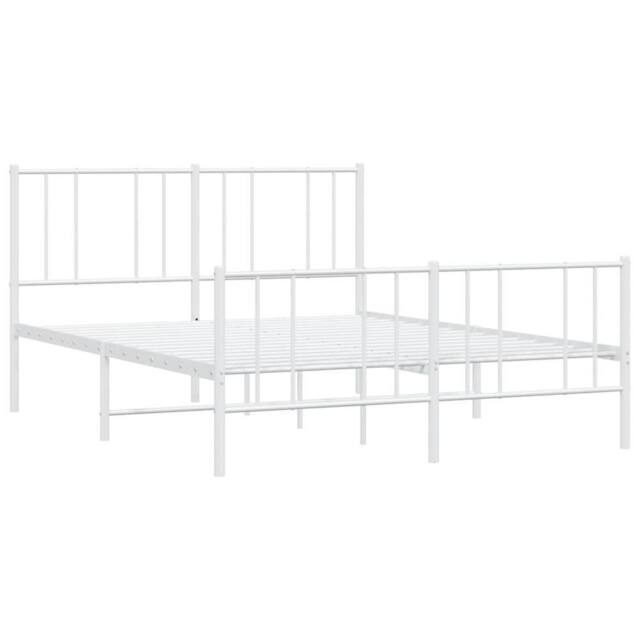 Berkfield Home Metal Bed Frame with Headboard & Footboard White 140x190 cm - image 1