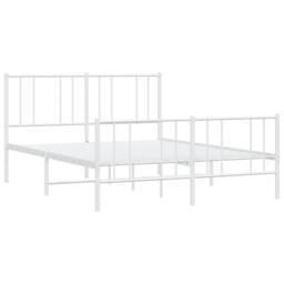 Berkfield Home Metal Bed Frame with Headboard & Footboard White 140x190 cm - thumbnail 1