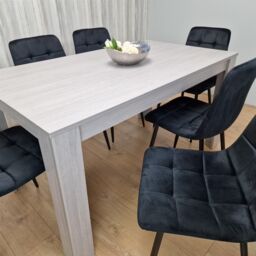 KOSY KOALA Modern Grey Rectangle Dining Table Set With 6 Black Velvet Chairs Dining Room Furniture Set in Brown - thumbnail 5