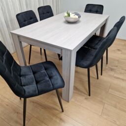 KOSY KOALA Modern Grey Rectangle Dining Table Set With 6 Black Velvet Chairs Dining Room Furniture Set in Brown - thumbnail 9