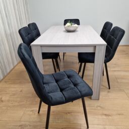 KOSY KOALA Modern Grey Rectangle Dining Table Set With 6 Black Velvet Chairs Dining Room Furniture Set in Brown - thumbnail 4