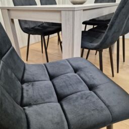 KOSY KOALA Modern Grey Rectangle Dining Table Set With 6 Black Velvet Chairs Dining Room Furniture Set in Brown - thumbnail 8