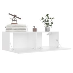 Berkfield Home TV Cabinet White 100x30x30 cm Engineered Wood - Size: 100 x 30 x 30 cm - thumbnail 4
