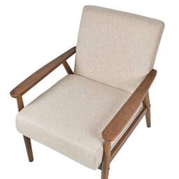Wyld and Coco Armchair - Beige Polyester-Linen Upholstery Dark Rubberwood Frame - thumbnail 6