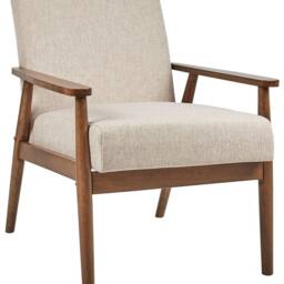 Wyld and Coco Armchair - Beige Polyester-Linen Upholstery Dark Rubberwood Frame - thumbnail 2