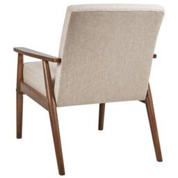 Wyld and Coco Armchair - Beige Polyester-Linen Upholstery Dark Rubberwood Frame - thumbnail 5