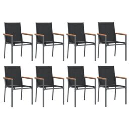 Berkfield Home 9 Piece Garden Dining Set Black Textilene & Steel - thumbnail 4