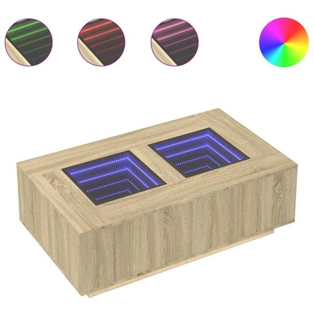 Berkfield Home Coffee Table with Infinity LED Sonoma Oak 116x69x40 cm in Brown - Size: 116 x 69 x 40 cm - image 1
