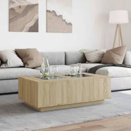 Berkfield Home Coffee Table with Infinity LED Sonoma Oak 116x69x40 cm in Brown - Size: 116 x 69 x 40 cm - thumbnail 4