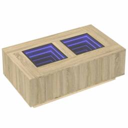 Berkfield Home Coffee Table with Infinity LED Sonoma Oak 116x69x40 cm in Brown - Size: 116 x 69 x 40 cm - thumbnail 3