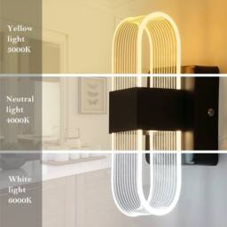 Pheashine Black 21cm Oval LED Wall Light 12W Dimmable 3000K-6500K Acrylic - thumbnail 3