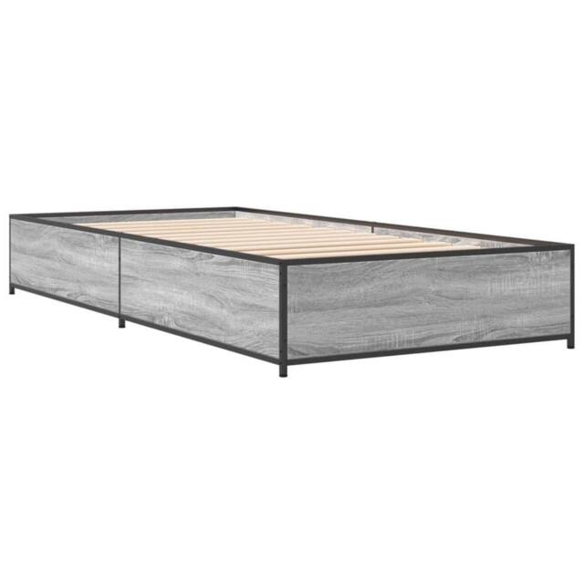 Berkfield Home Durable Bed Frame without Mattress Grey Sonoma 75x190 cm Small Single - image 1