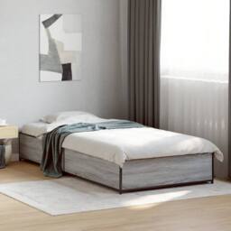 Berkfield Home Durable Bed Frame without Mattress Grey Sonoma 75x190 cm Small Single - thumbnail 2