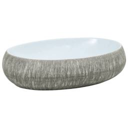 Berkfield Home Countertop Basin Grey & Blue Oval 59x40x15 cm Ceramic - Size: 59 x 40 x 15 cm
