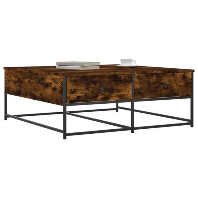 Berkfield Home Decorative Coffee Table Smoked Oak 100x99x40 cm Engineered Wood in Brown - Size: 100 x 99 x 40 cm - image 1