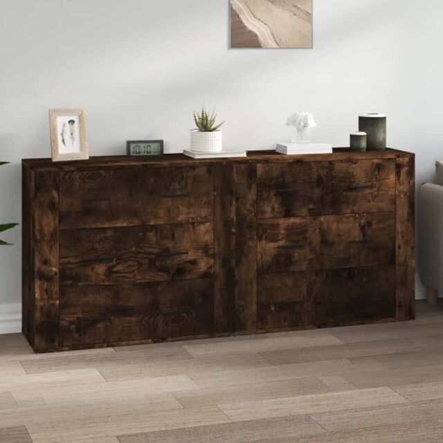 Berkfield Home Sideboards 2 pcs Smoked Oak Engineered Wood in Brown - image 1