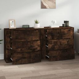 Berkfield Home Sideboards 2 pcs Smoked Oak Engineered Wood in Brown - thumbnail 3