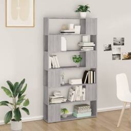Berkfield Home Book Cabinet/Room Divider Grey Sonoma 100x24x188 cm - Size: 100 x 24 x 188 cm - thumbnail 3