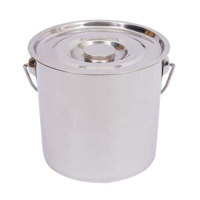 Havendro 12 Litre Bucket Large Heavy Duty Stainless Steel Pail Double Welded in Silver - image 1