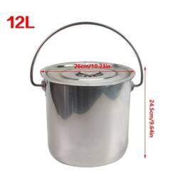 Havendro 12 Litre Bucket Large Heavy Duty Stainless Steel Pail Double Welded in Silver - thumbnail 2