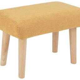 Wyld and Coco Retro Yellow Footstool - Polyester Upholstery Plywood Frame Oak Legs - thumbnail 2