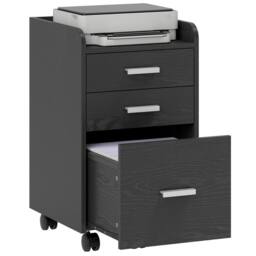 HOMCOM Mobile Filing Cabinet, File Cabinet with 3 Drawers, Black - thumbnail 2