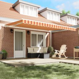 Berkfield Home Manual Retractable Awning Yellow & Orange 450x300 cm - thumbnail 3
