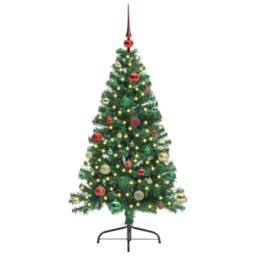 Berkfield Home Beautiful Artificial Pre-lit Christmas Tree Green 150 cm PVC - thumbnail 1