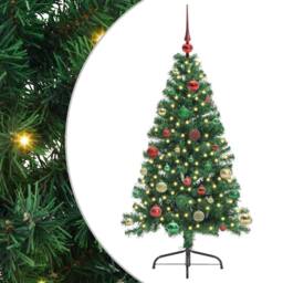 Berkfield Home Beautiful Artificial Pre-lit Christmas Tree Green 150 cm PVC - thumbnail 3