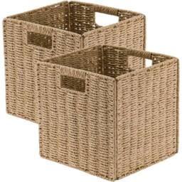 Kelvenix 2x Faux Wicker Baskets yellow in Natural - thumbnail 1