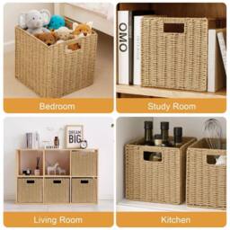 Kelvenix 2x Faux Wicker Baskets yellow in Natural - thumbnail 5