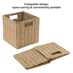 Kelvenix 2x Faux Wicker Baskets yellow in Natural - thumbnail 3