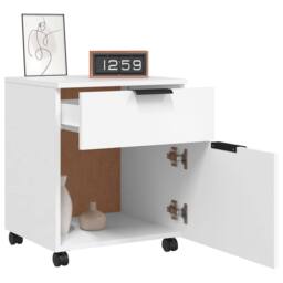 Berkfield Home Mobile File Cabinet with Wheels White 45x38x54 cm Engineered Wood - Size: 45 x 38 x 54 cm - thumbnail 8