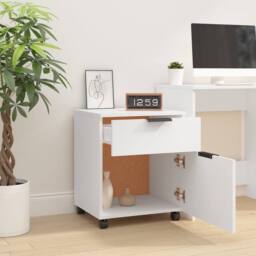 Berkfield Home Mobile File Cabinet with Wheels White 45x38x54 cm Engineered Wood - Size: 45 x 38 x 54 cm - thumbnail 7