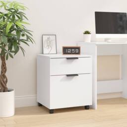 Berkfield Home Mobile File Cabinet with Wheels White 45x38x54 cm Engineered Wood - Size: 45 x 38 x 54 cm - thumbnail 2