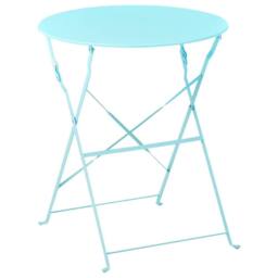 Wyld and Coco Blue Metal Folding 3-Piece Bistro Set - 2 Slatted Chairs Round Table - thumbnail 9