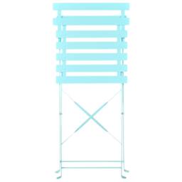 Wyld and Coco Blue Metal Folding 3-Piece Bistro Set - 2 Slatted Chairs Round Table - thumbnail 8