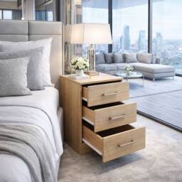 Harmin PAIR of Sonoma Oak 3 Drawer Bedside Cabinets - Stunning Modern Design in Light Brown - thumbnail 6