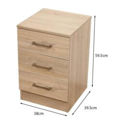 Harmin PAIR of Sonoma Oak 3 Drawer Bedside Cabinets - Stunning Modern Design in Light Brown - thumbnail 4
