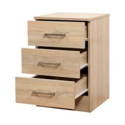 Harmin PAIR of Sonoma Oak 3 Drawer Bedside Cabinets - Stunning Modern Design in Light Brown - thumbnail 3