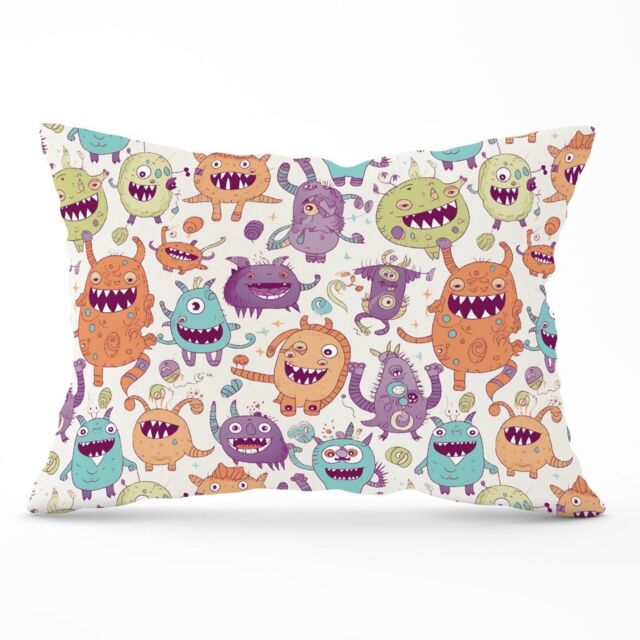 Warren Reed - Designer Playful Halloween Monsters Cushions in Purple - Size: 60 cm x 60 cm - image 1