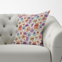 Warren Reed - Designer Playful Halloween Monsters Cushions in Purple - Size: 60 cm x 60 cm - thumbnail 3