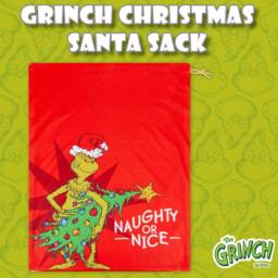 VFM e-Store Grinch Christmas Santa Sack Festive Gift 70cm x 50cm Red X 1 - Size: 70 cm x 50 cm - thumbnail 3