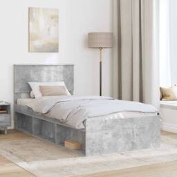 Berkfield Home Bed Frame with Headboard Concerte 90 x 200 cm Solid Pine Wood in Grey - thumbnail 3