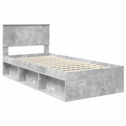 Berkfield Home Bed Frame with Headboard Concerte 90 x 200 cm Solid Pine Wood in Grey - thumbnail 4