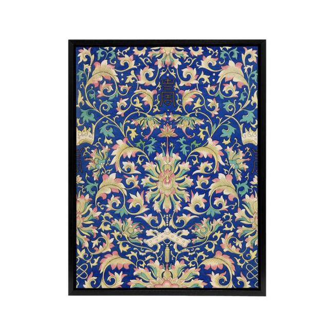 "Artery8 Owen Jones Ornamental Chinese Floral Pattern Framed Canvas Art Print in Blue - Size: W12"" x H16""" - image 1