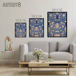 "Artery8 Owen Jones Ornamental Chinese Floral Pattern Framed Canvas Art Print in Blue - Size: W12"" x H16""" - thumbnail 4
