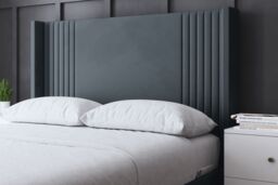 DS Living Elara Winged Steel Panel Bed with Headboard in Grey - Size: Super King - thumbnail 3